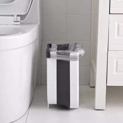 Hanging Trash Can Collapsible Small Garbage Waste Bin for Kitchen Cabinet Door White