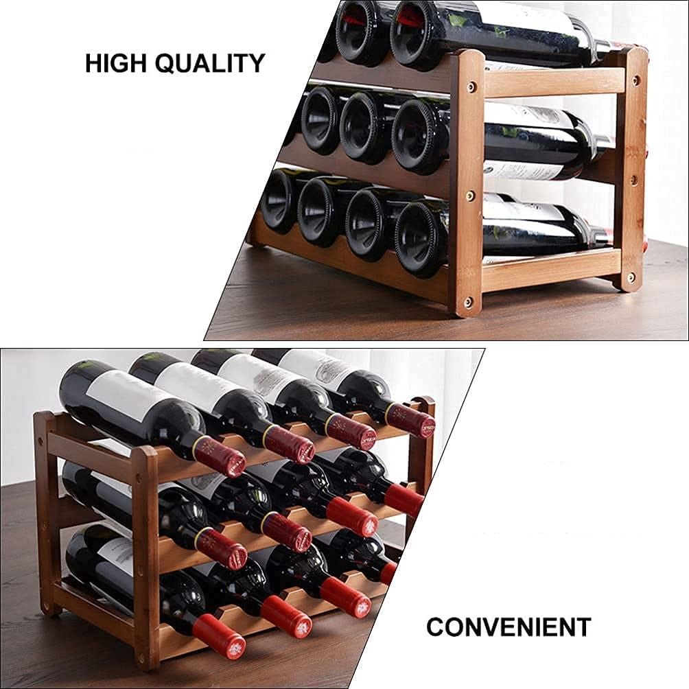 3-layer Bamboo Wine Storage Rack 12 bottles