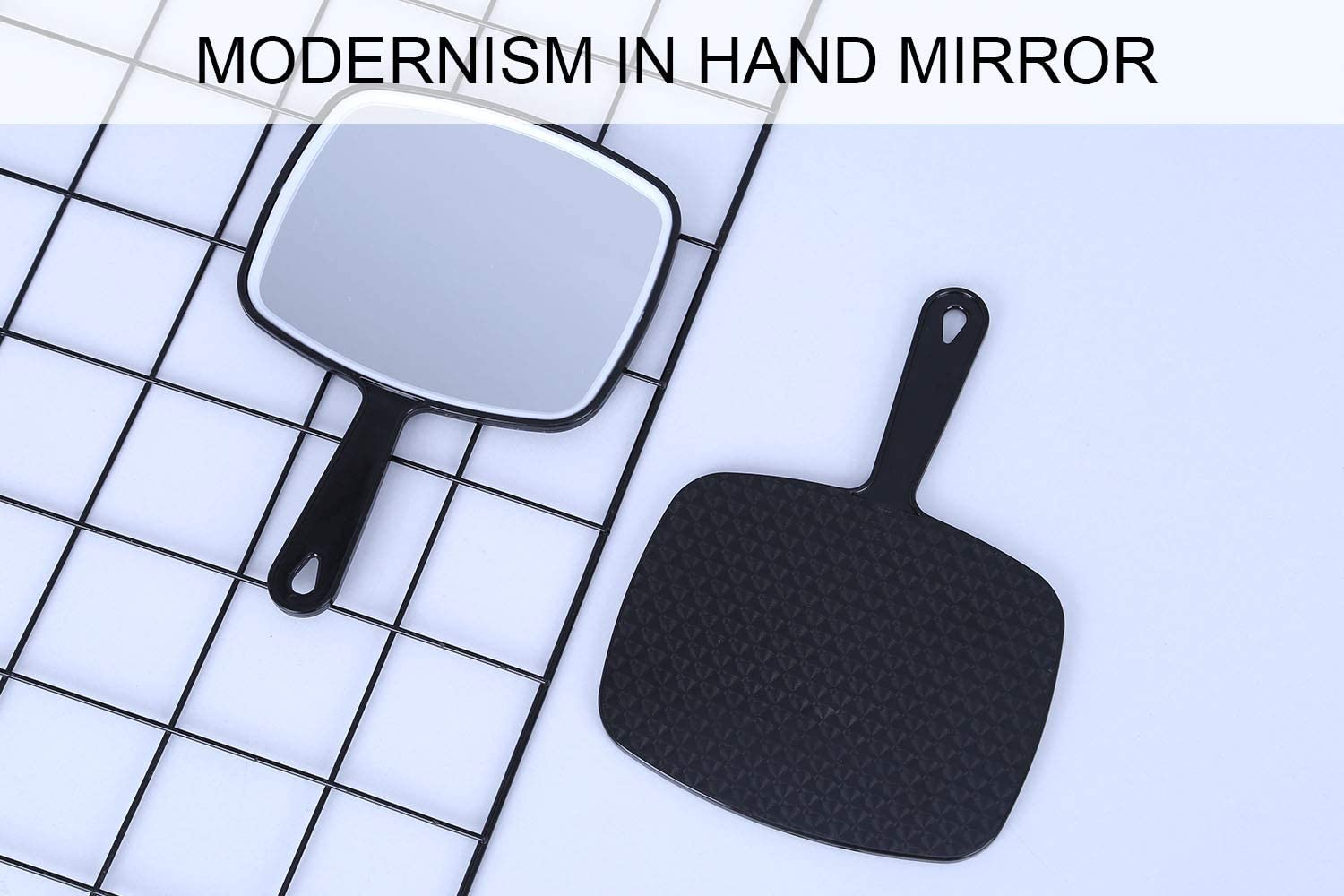 Extra Large Black Handheld Mirror with Handle 31,5 x 23 cm