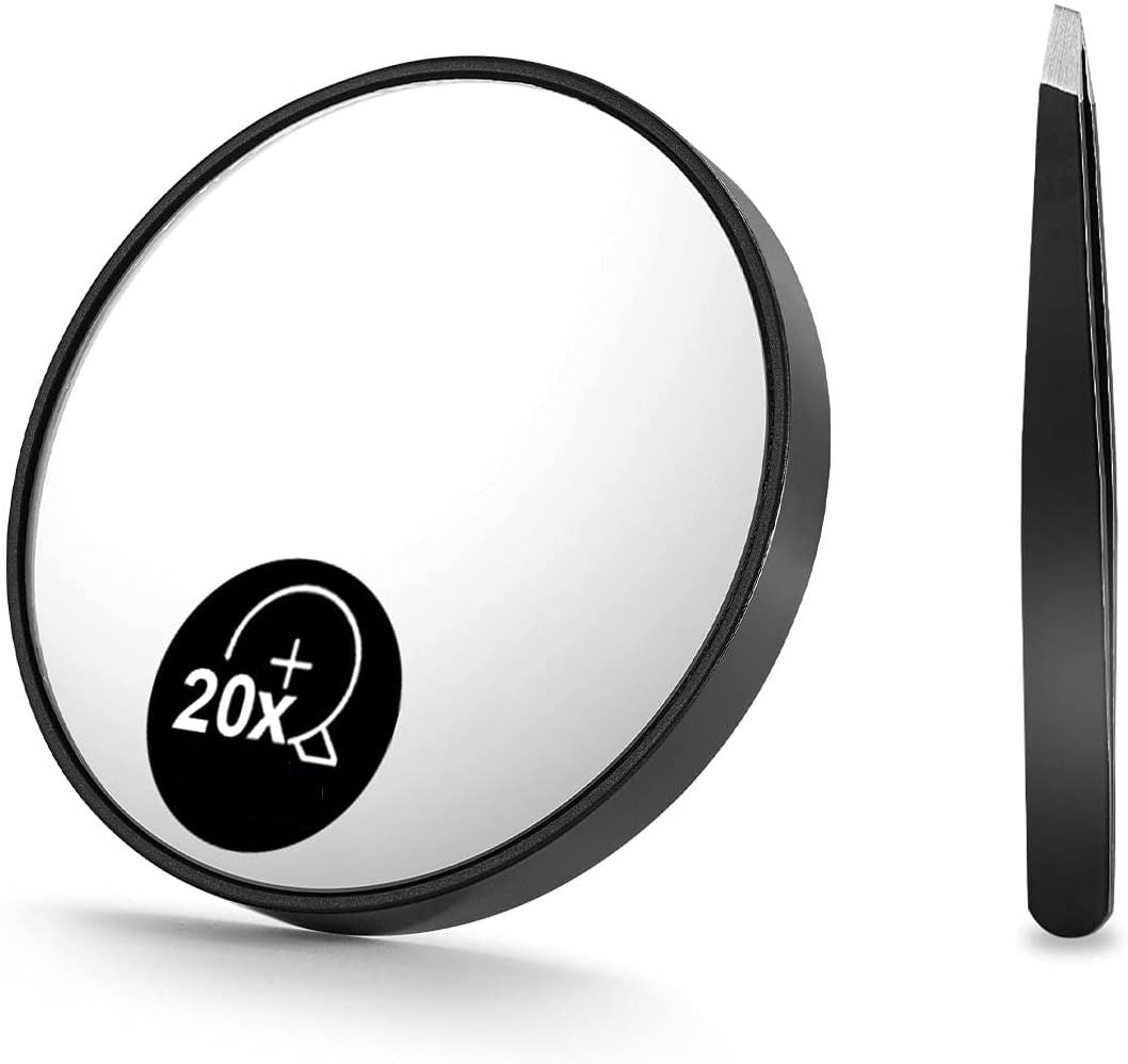 20X Magnifying Mirror, Stainless Tweezers Kit for Travel