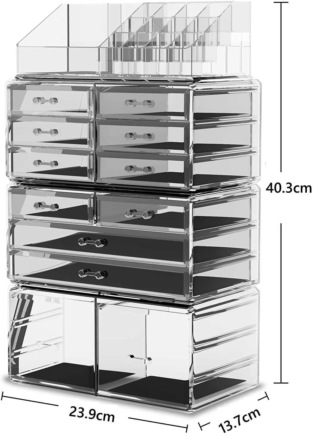 Makeup Cosmetic Organizer Storage with 12 Drawers Display Boxes Clear