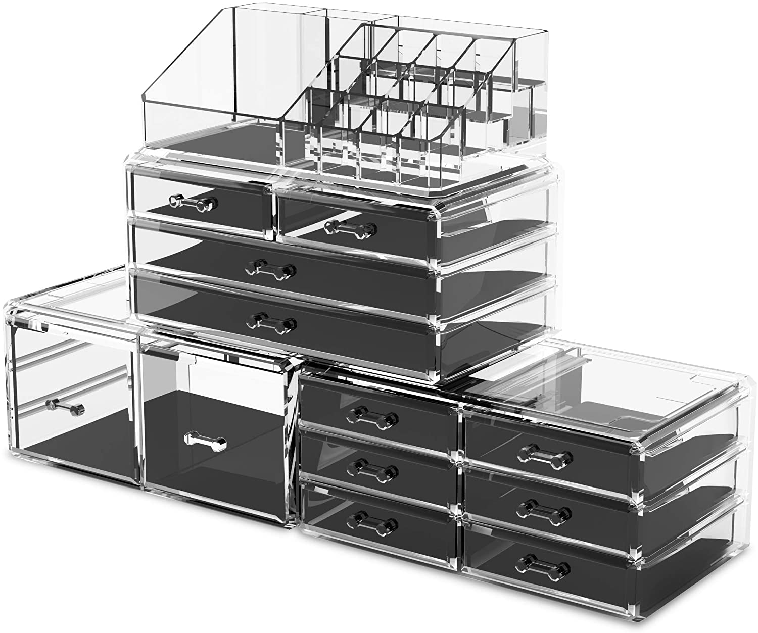 Makeup Cosmetic Organizer Storage with 12 Drawers Display Boxes Clear