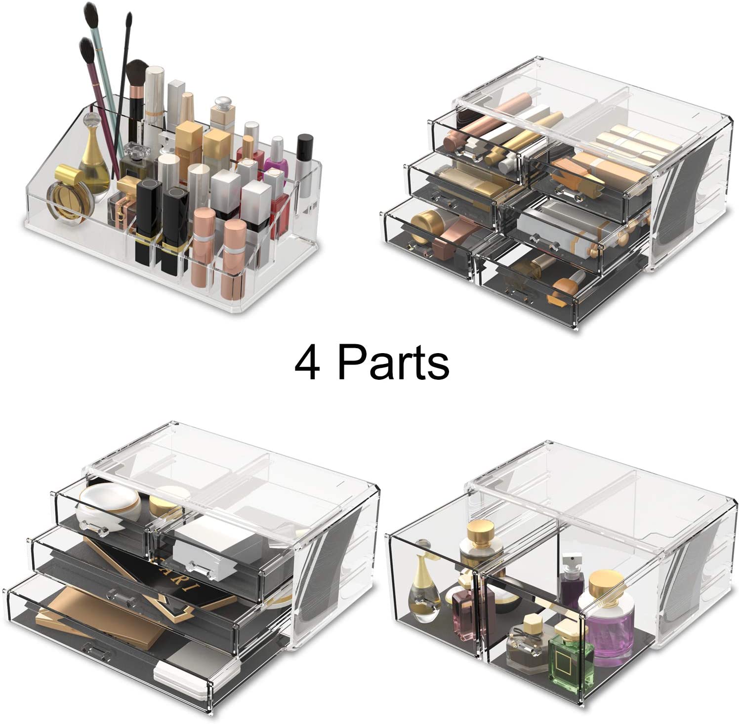 Makeup Cosmetic Organizer Storage with 12 Drawers Display Boxes Clear