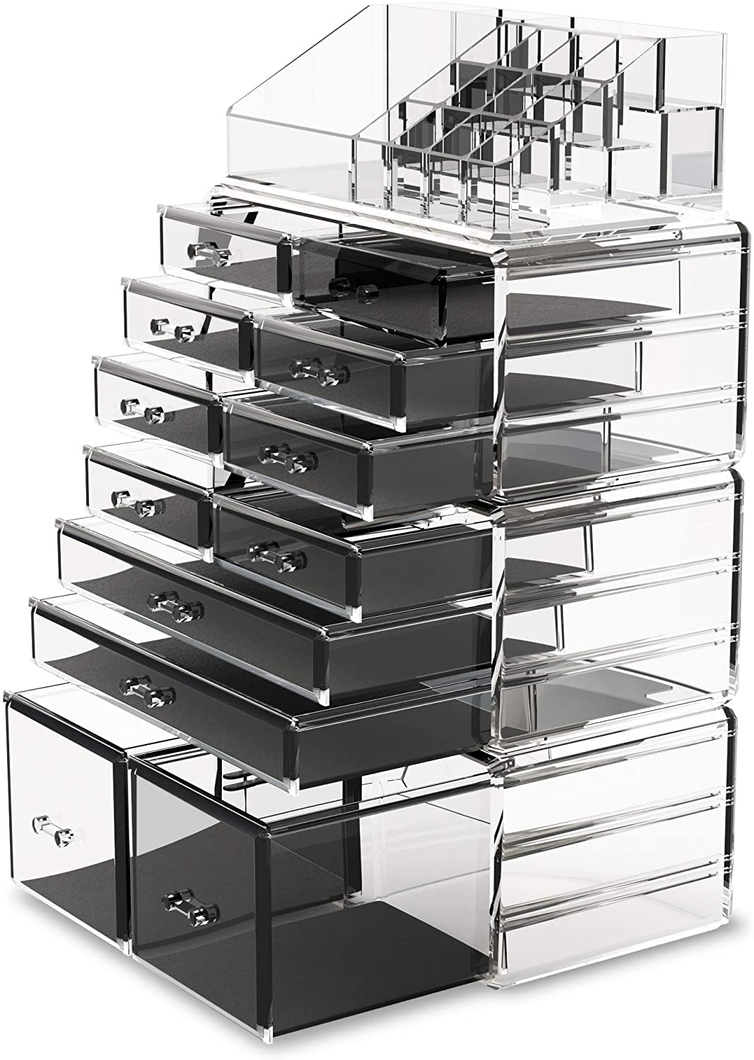 Makeup Cosmetic Organizer Storage with 12 Drawers Display Boxes Clear