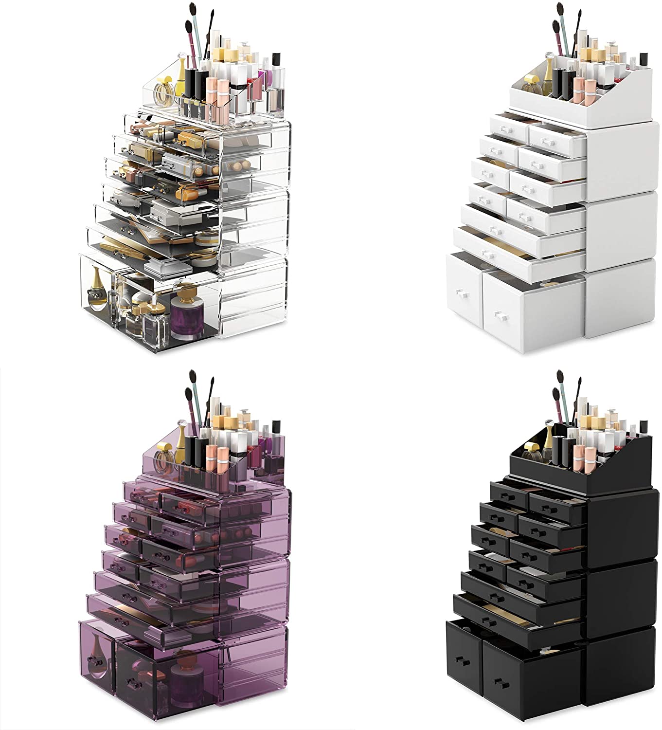 Makeup Cosmetic Organizer Storage with 12 Drawers Display Boxes Clear