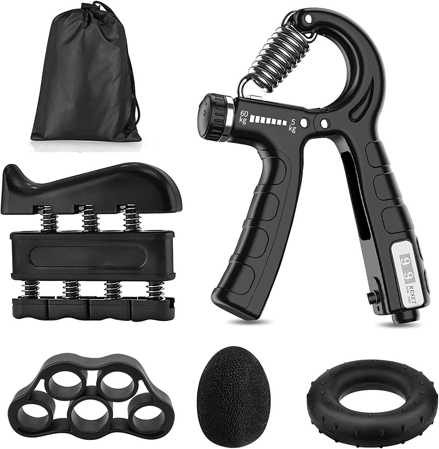 Smart Counting Grip Strengthener Set, Adjustable Resistance