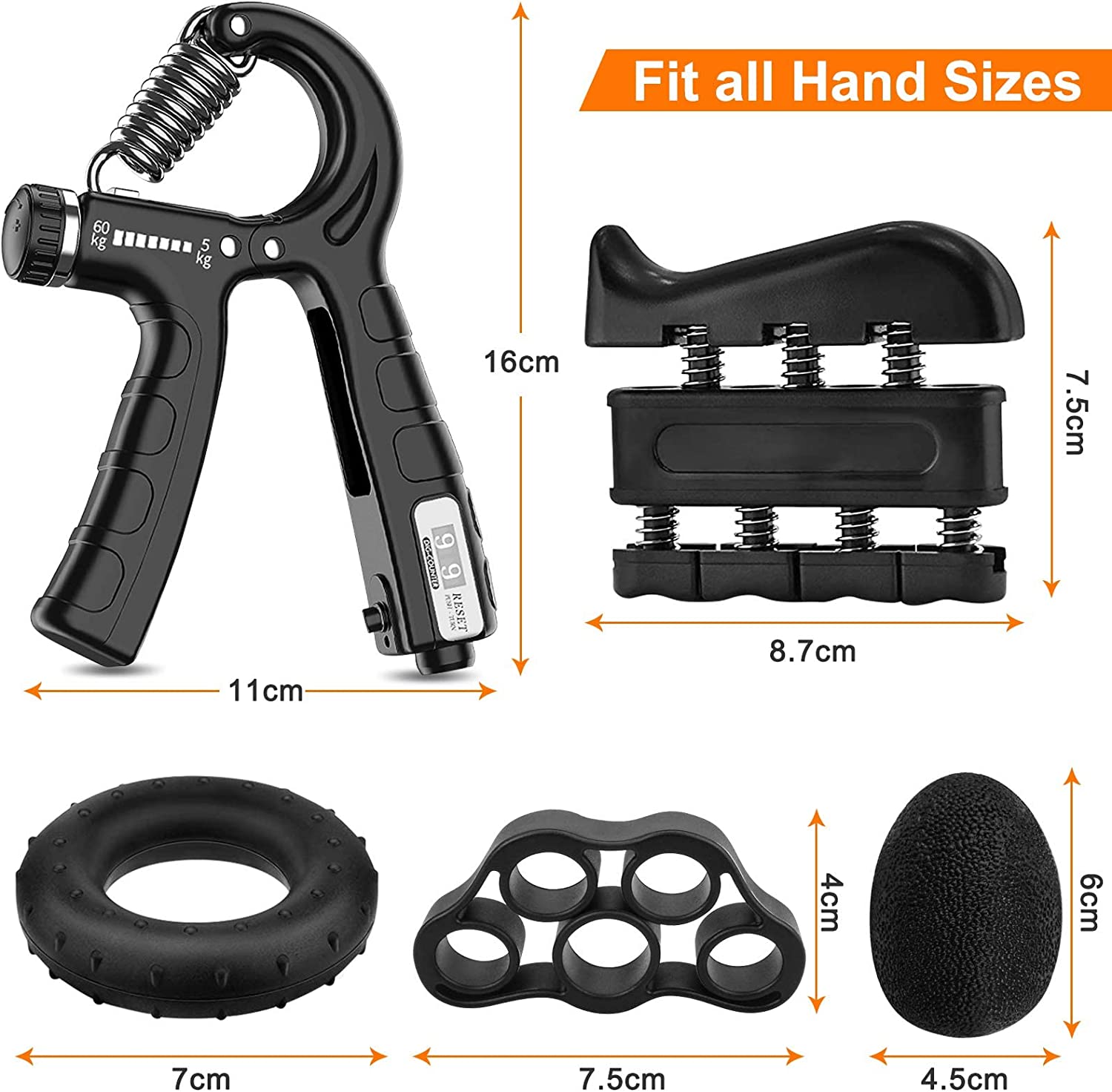 Smart Counting Grip Strengthener Set, Adjustable Resistance