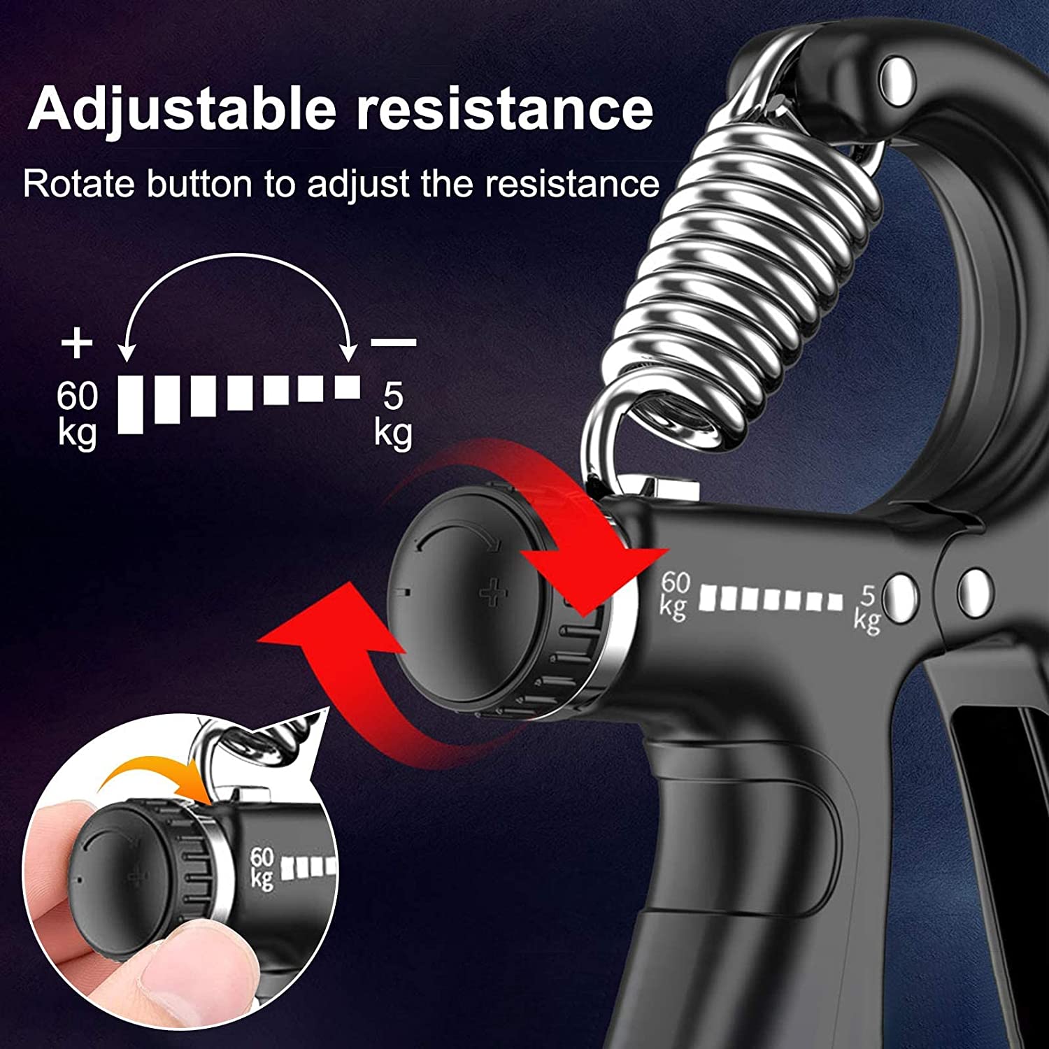 Smart Counting Grip Strengthener Set, Adjustable Resistance