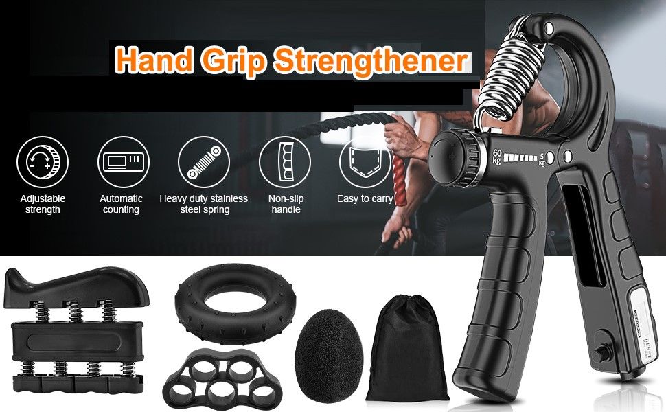 Smart Counting Grip Strengthener Set, Adjustable Resistance