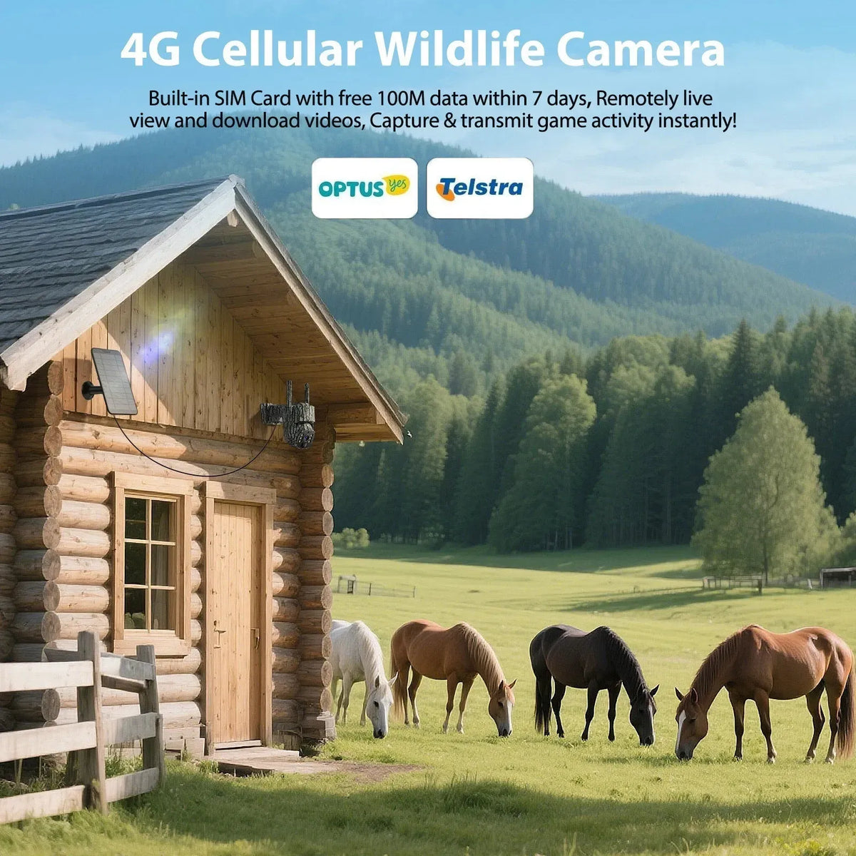 4G Solar Trail Camera in Black with 2.5K Resolution and Live Monitoring