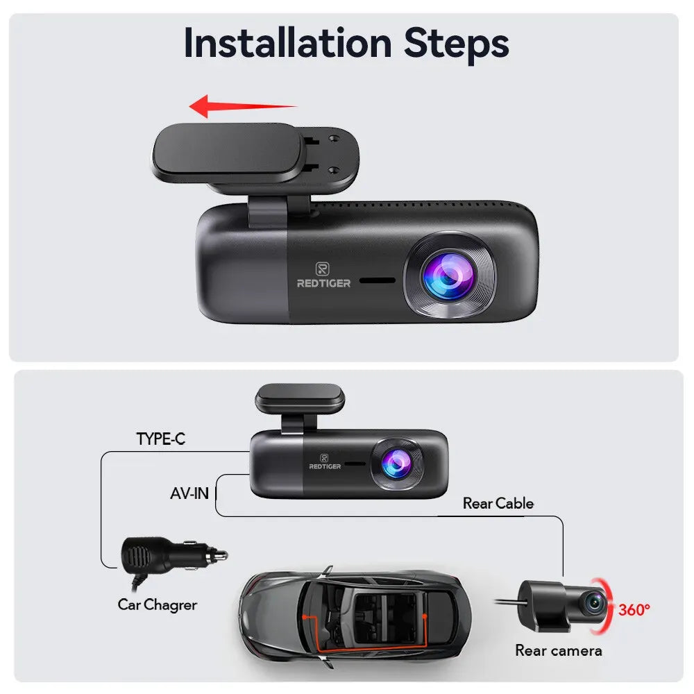 4K Front and Rear Dash Camera with WiFi GPS and Free 64GB SD Card