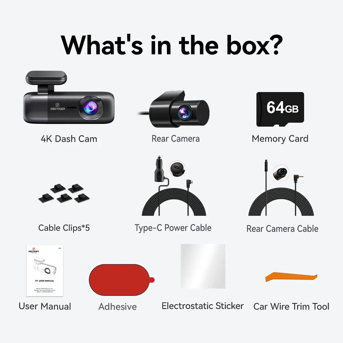 4K Front and Rear Dash Camera with WiFi GPS and Free 64GB SD Card