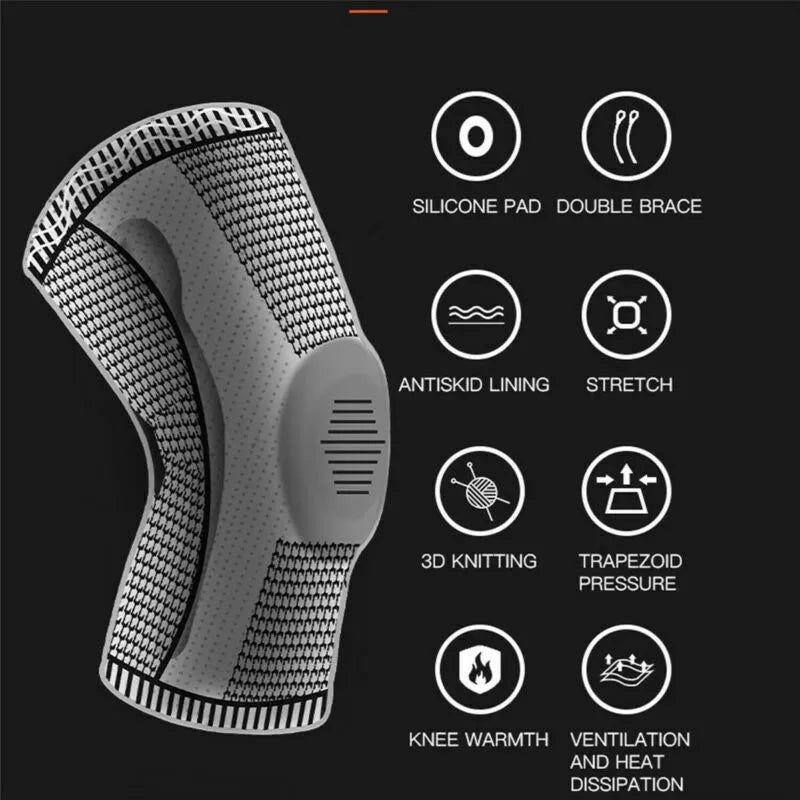 Black Knee Compression Sleeve for Sports Support, Size XL