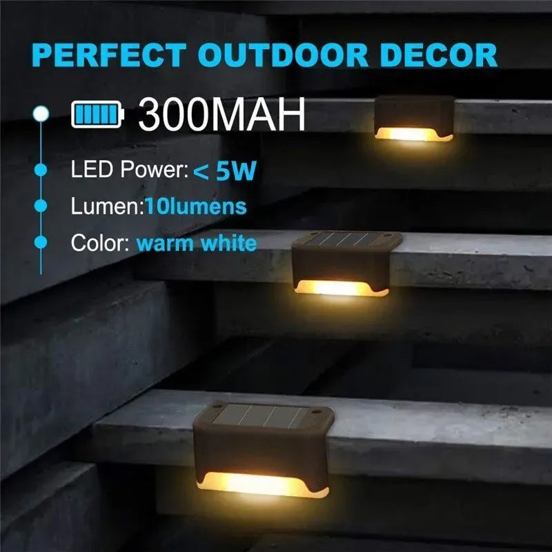 Multicoloured warm Solar LED Deck Lights - 8-Pack Black Outdoor Pathway and Step Lamps