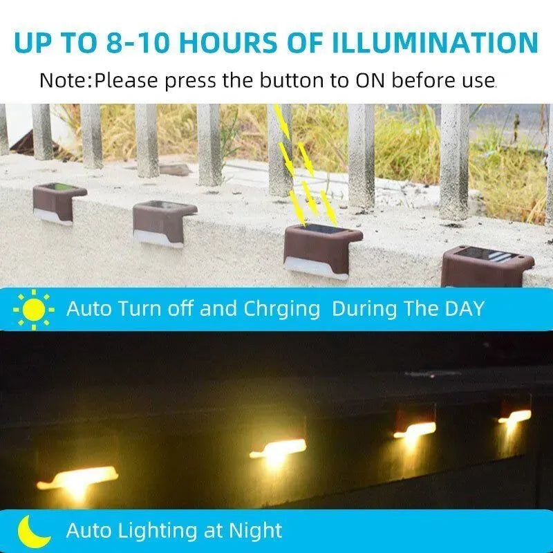 Multicoloured warm Solar LED Deck Lights - 8-Pack Black Outdoor Pathway and Step Lamps