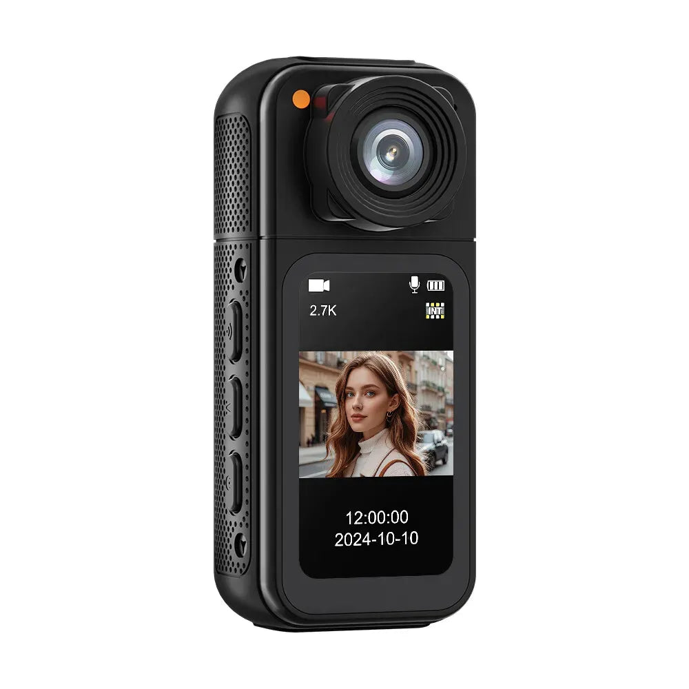 2.7K HD Mini Action Camera, Portable Thumb Camera with 180° Rotating Lens, Black