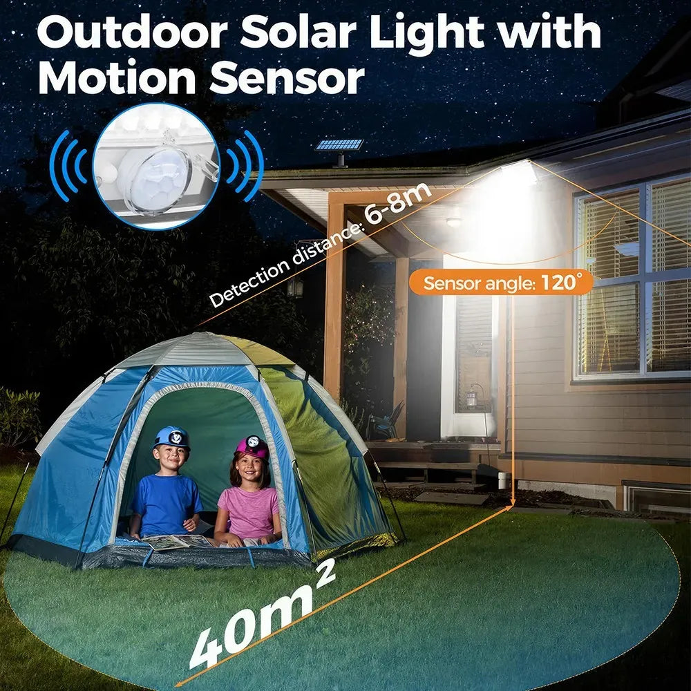 238LED Solar Powered Motion Sensor Outdoor Flood Light in Black