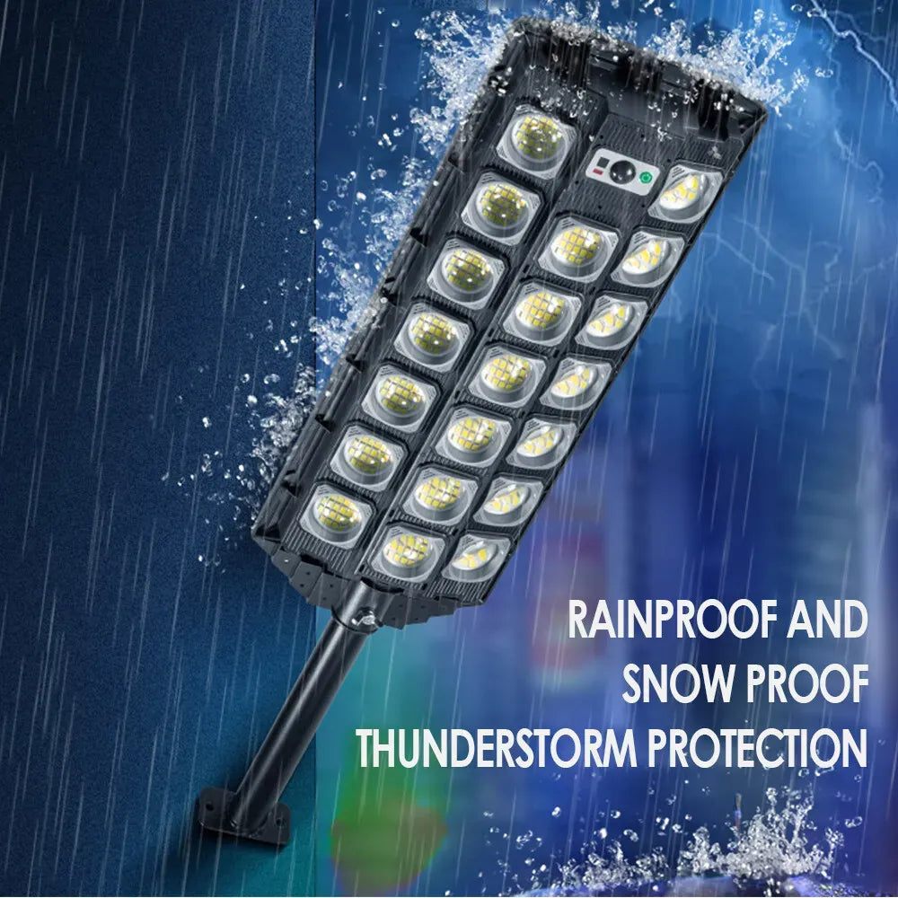 80000LM 5000W Black Solar Street LED Light with Radar Sensor and Remote Control for Outdoor Use - 5000W/1152LED