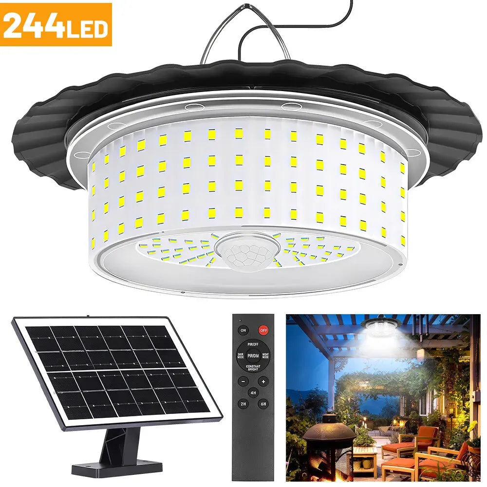 3000LM Black Solar Shed Light with 244 LEDs, Remote Control, 5 Modes, IP65 Waterproof