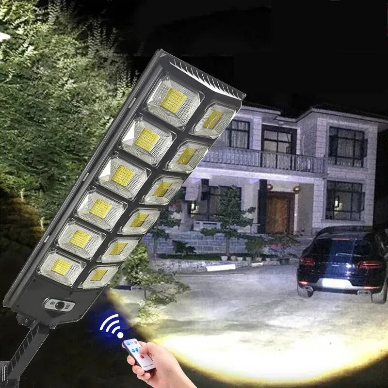 2-Pack 80000LM Black Solar Street Light with 504 LEDs and Remote Control