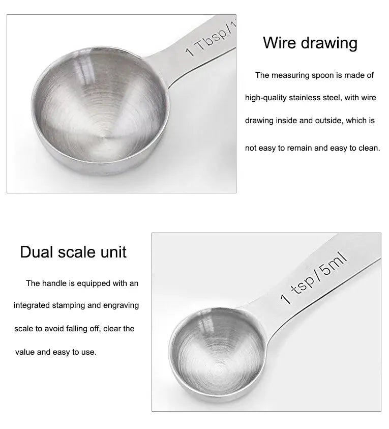 Stainless Steel Measuring Spoons Set, 6 Pieces, Silver for Accurate Cooking and Baking