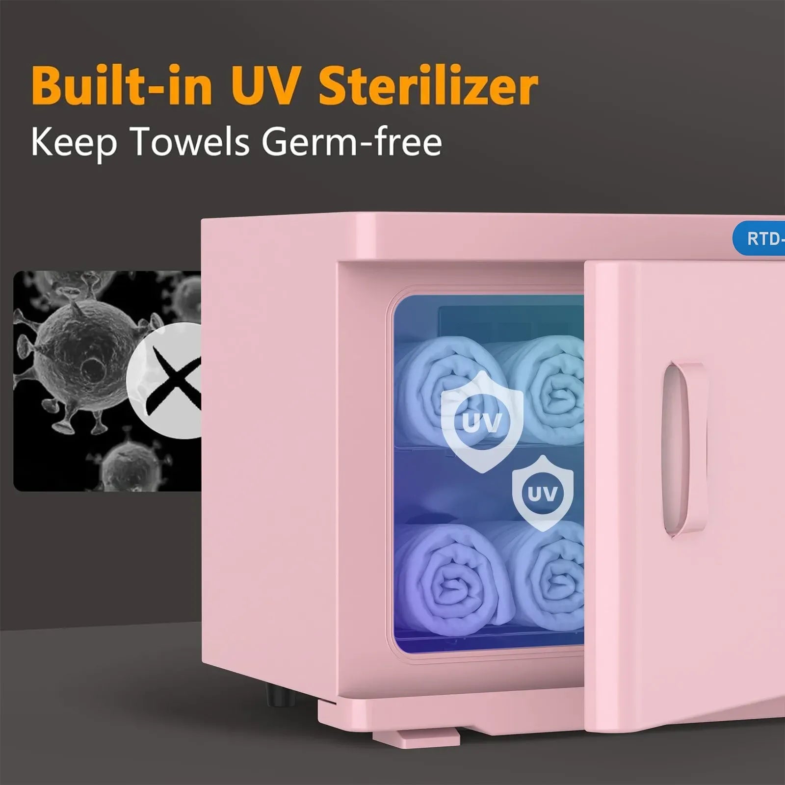 Pink 23L Hot Towel Warmer Cabinet with UV Sterilizer for Salon and Home Use
