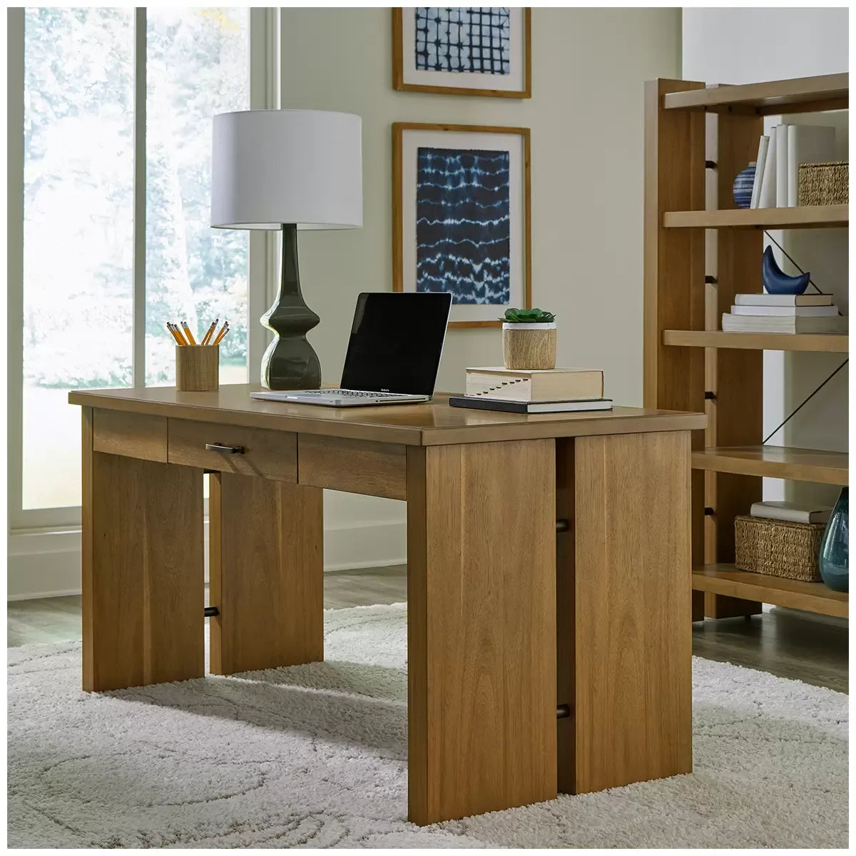 Writing Desk in Acacia Hue with Rubberwood Construction and Dovetail Drawers