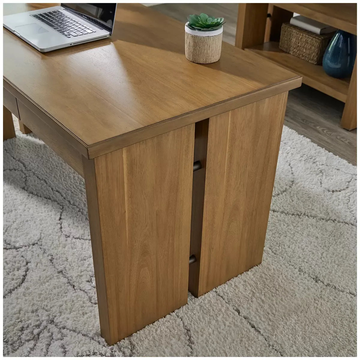Writing Desk in Acacia Hue with Rubberwood Construction and Dovetail Drawers