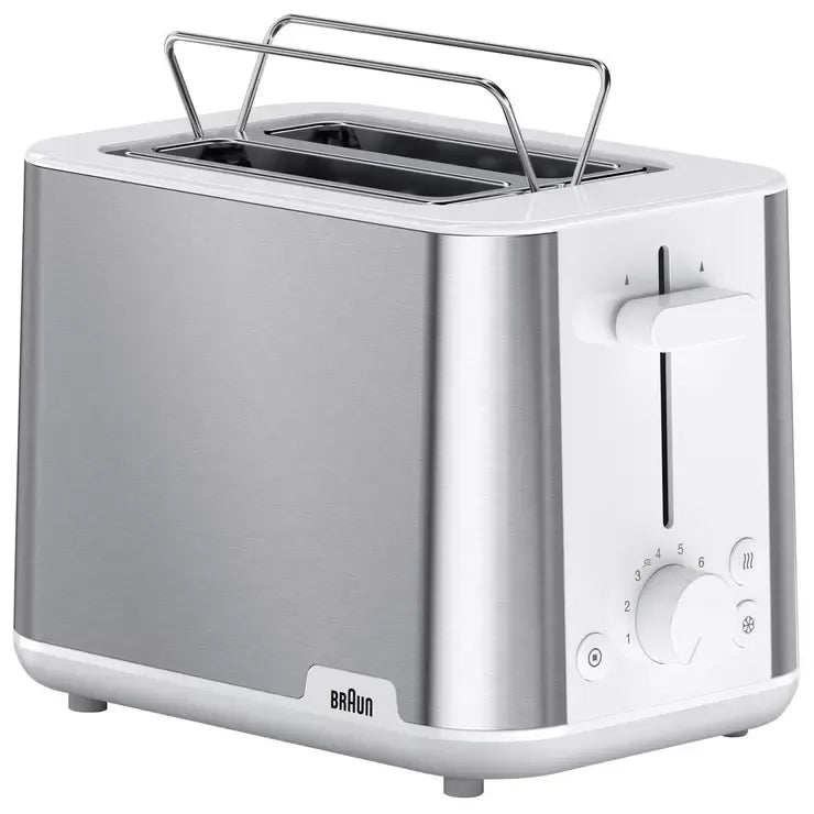 Toaster White 2-Slot with Integrated Bun Warmer and 8 Browning Settings