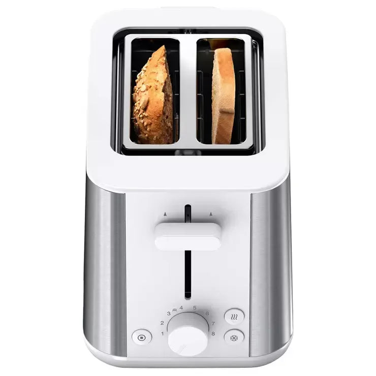 Toaster White 2-Slot with Integrated Bun Warmer and 8 Browning Settings