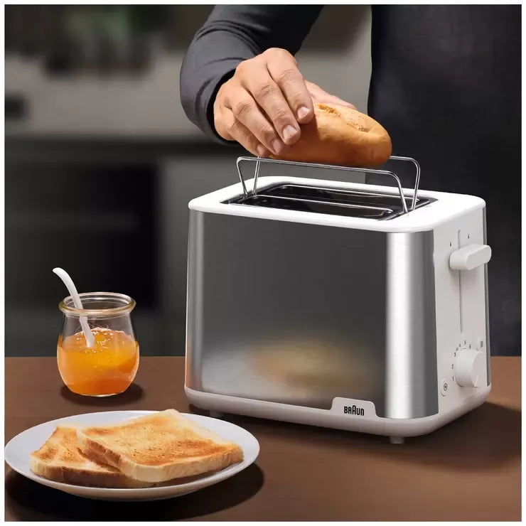 Toaster White 2-Slot with Integrated Bun Warmer and 8 Browning Settings
