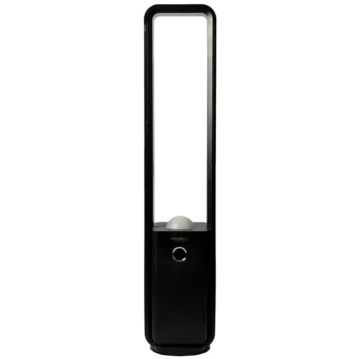 Black Bladeless Fan with Air Purifier, Oscillating, LED Display, Remote Control, 12 Speeds, 3 Modes