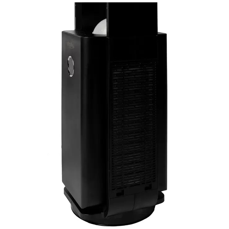 Black Bladeless Fan with Air Purifier, Oscillating, LED Display, Remote Control, 12 Speeds, 3 Modes
