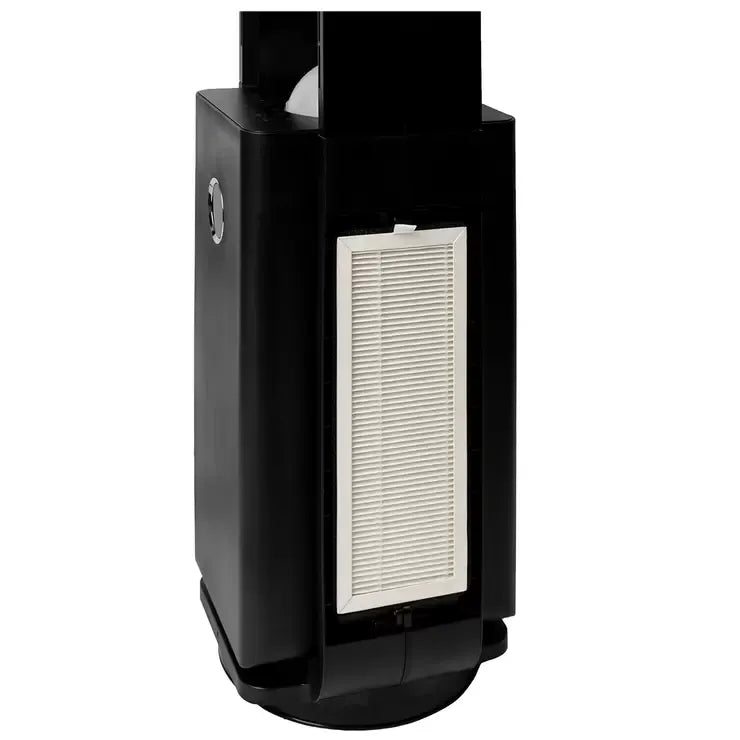 Black Bladeless Fan with Air Purifier, Oscillating, LED Display, Remote Control, 12 Speeds, 3 Modes