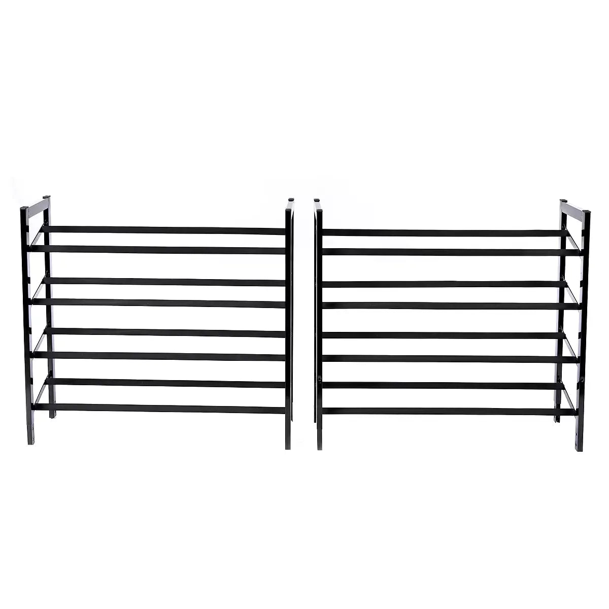 Set of 2 Black Matte Stackable Shoe Rack, 8-Tier Vertical Tower, Grey