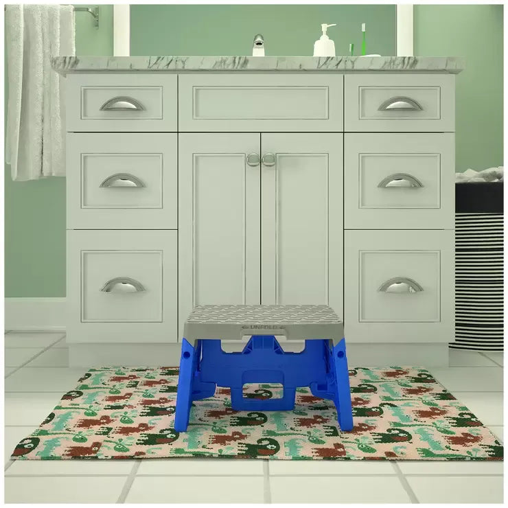 Grey 1-Step Plastic Folding Step Stool 2-Pack - Compact and Slip-Resistant Design