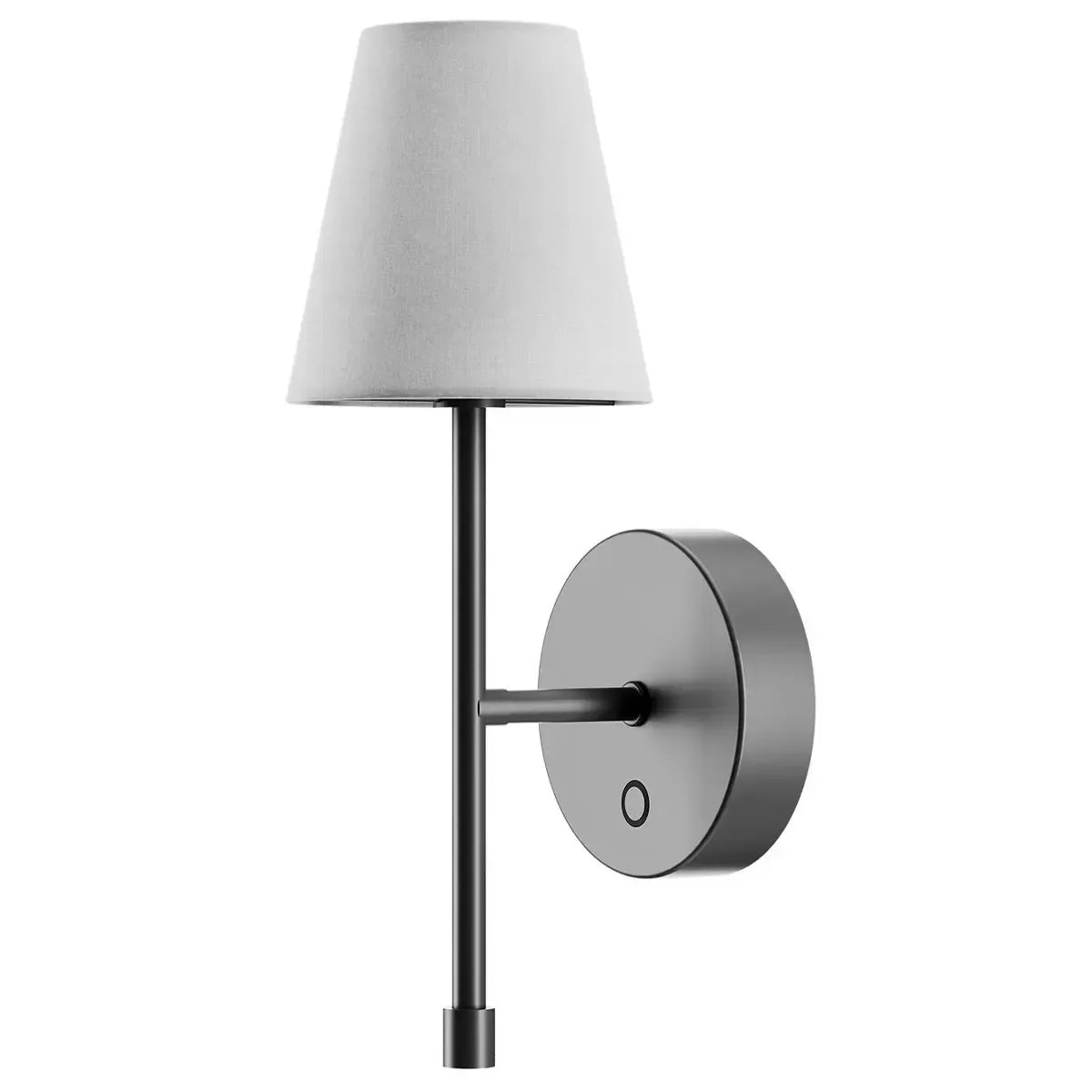 LED Wall Sconce Wireless Light 2-Pack - Black Finish with White Fabric Shade