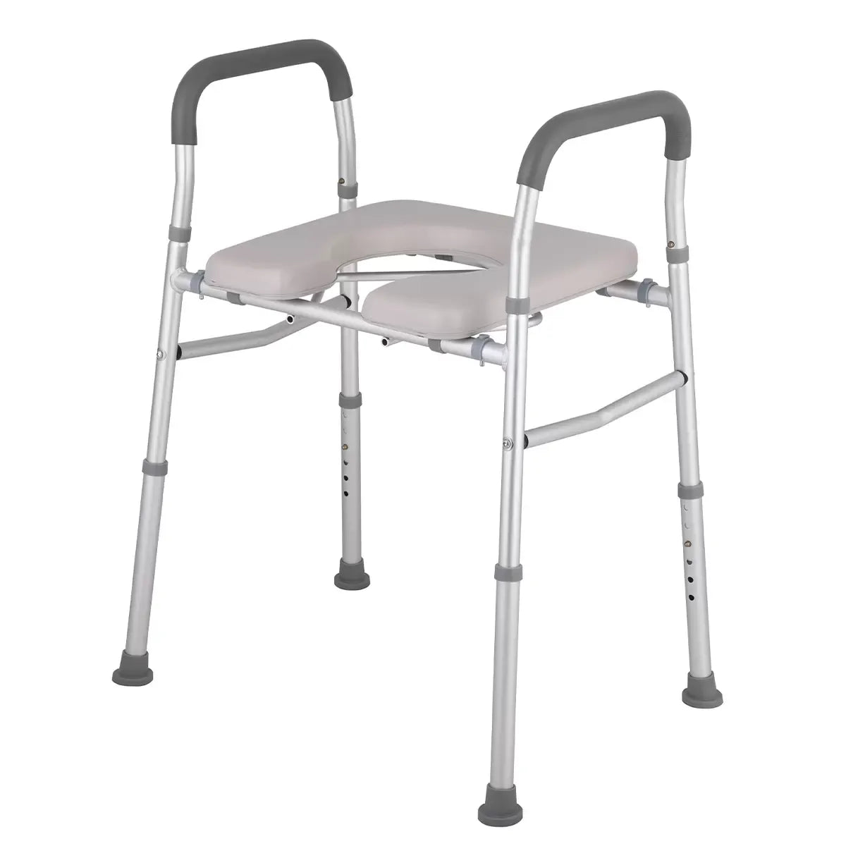 White Heavy Duty Bedside Commode, Raised Toilet Seat, Shower Chair, Adjustable Height 75.5-88cm