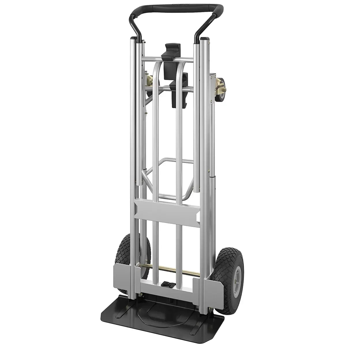 Black 4 In 1 Folding Toe Plate Hand Truck for Heavy Loads, Aluminium and Steel Hybrid
