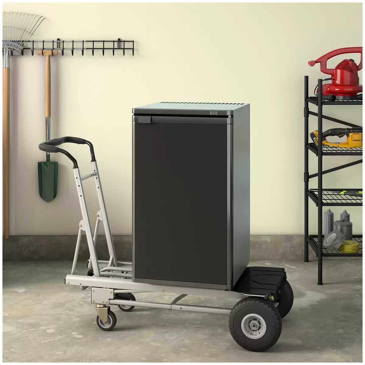 Black 4 In 1 Folding Toe Plate Hand Truck for Heavy Loads, Aluminium and Steel Hybrid