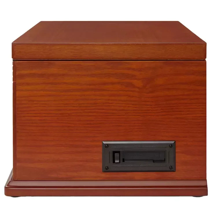 Wood Bluetooth Turntable With AM/FM Radio, CD Player, Paprika