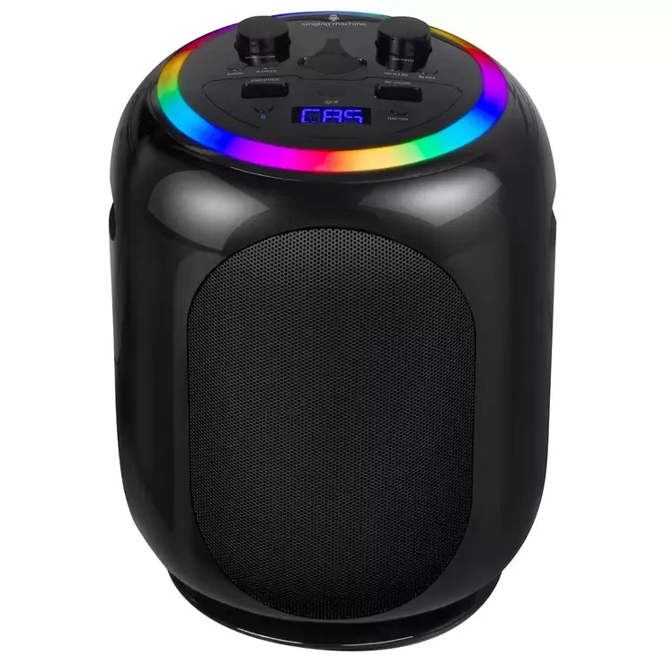 Black Wireless Karaoke System with Bluetooth Audio and Disco Lights