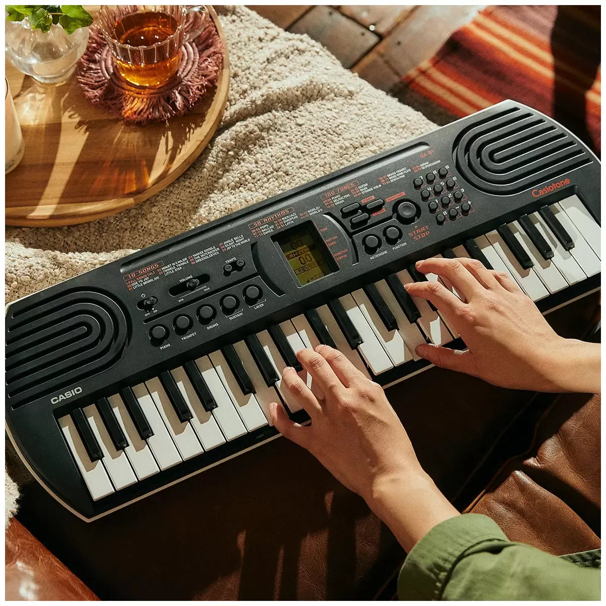 Black 44 Key Portable Mini Keyboard with 100 Tones, 50 Rhythms, and Headphone Output