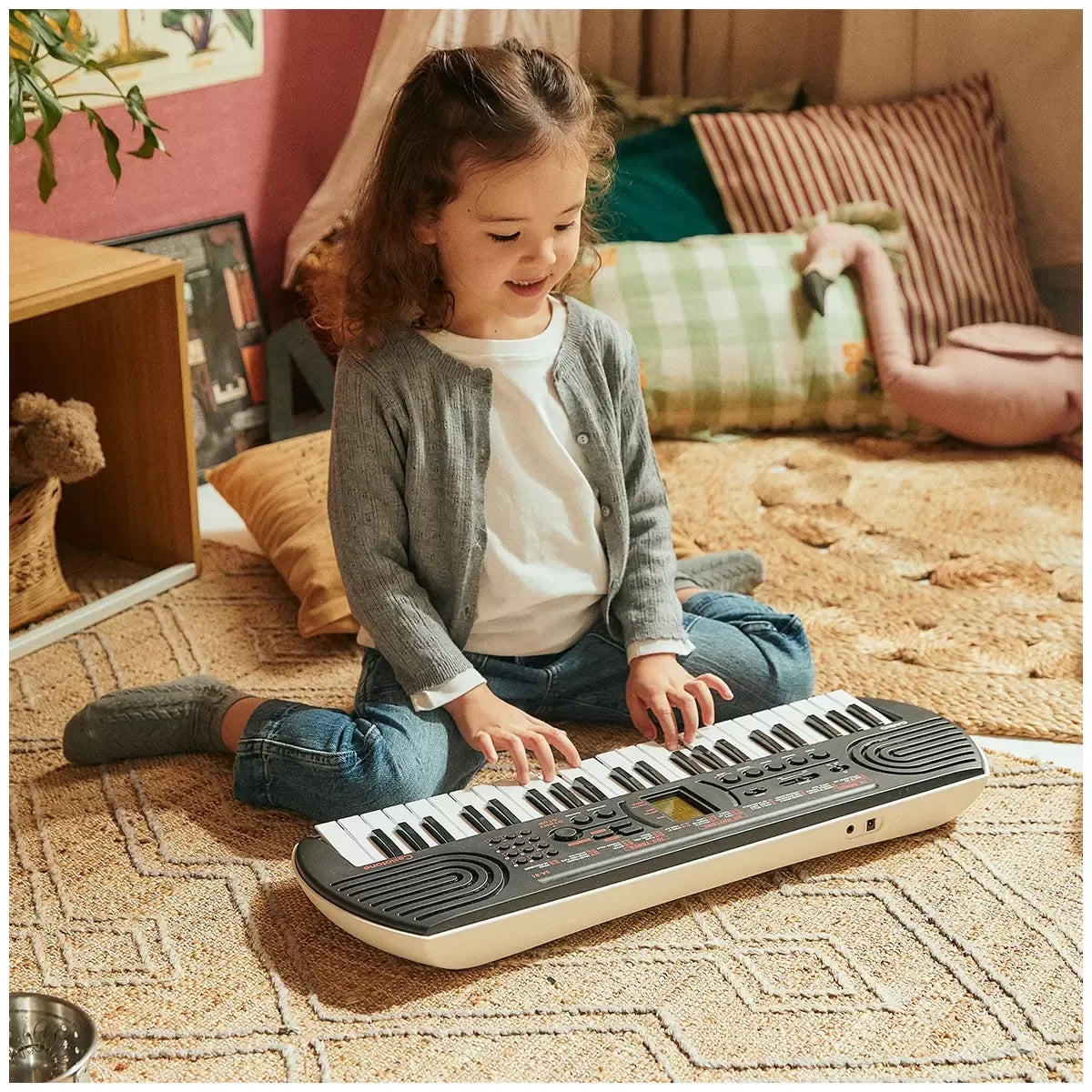 Black 44 Key Portable Mini Keyboard with 100 Tones, 50 Rhythms, and Headphone Output