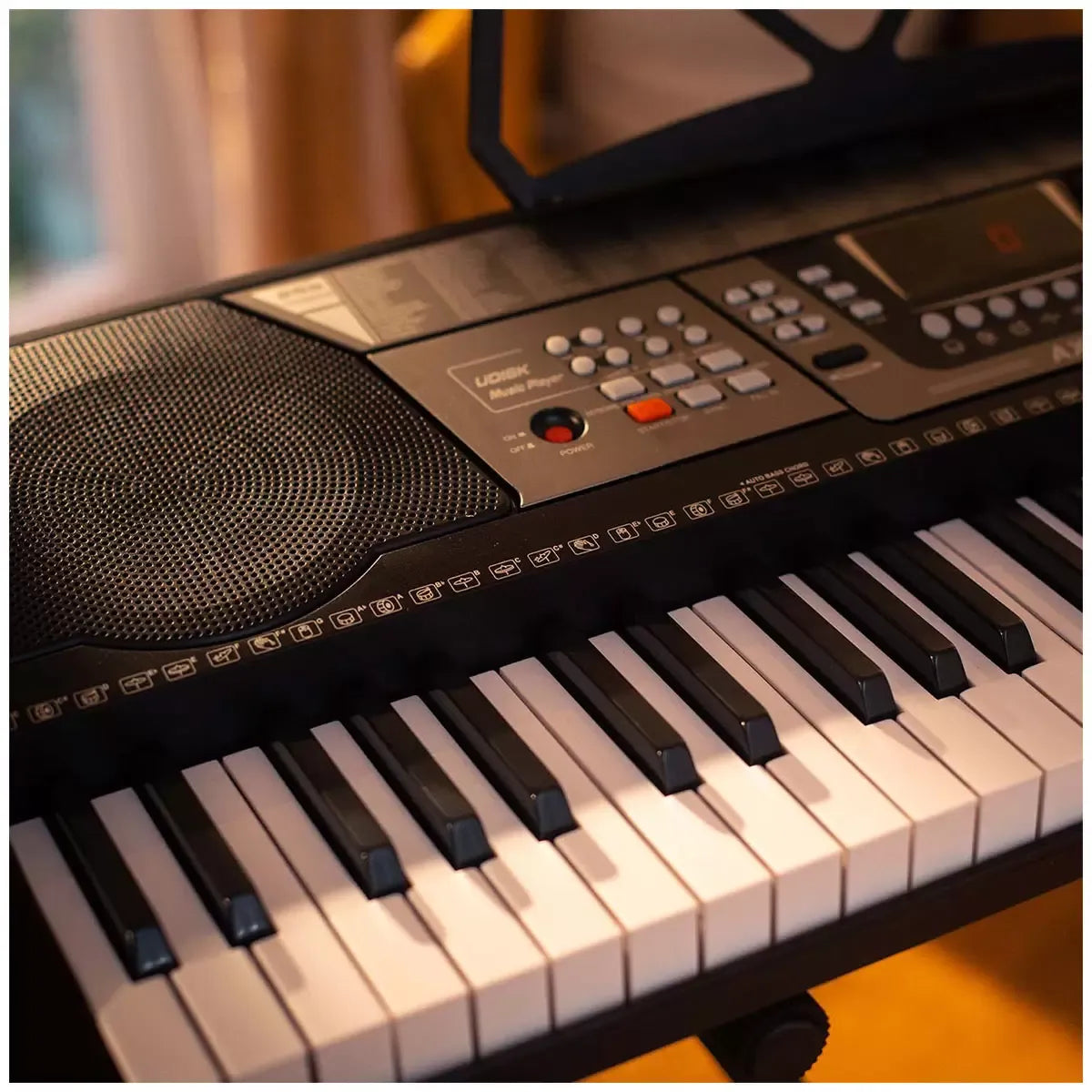 Black Digital Portable Keyboard Pack With Headphones, Stool, 61 Keys, 255 Voices, Adjustable Height Stand
