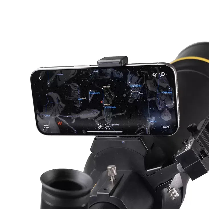 Black 102mm Astrophotography StarApp Telescope with Smartphone Adapter and Tripod