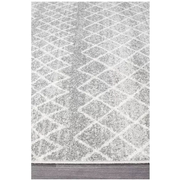 Silver Oasis Rug 230 x 160cm - Bohemian Tribal Design, Easy to Clean Polypropylene