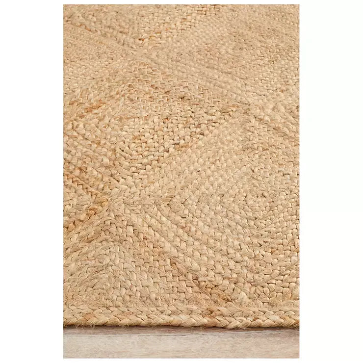 Natural Jute Rug 320 x 230cm with Diamond Pattern