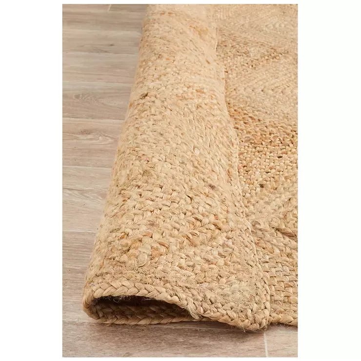 Natural Jute Rug 320 x 230cm with Diamond Pattern