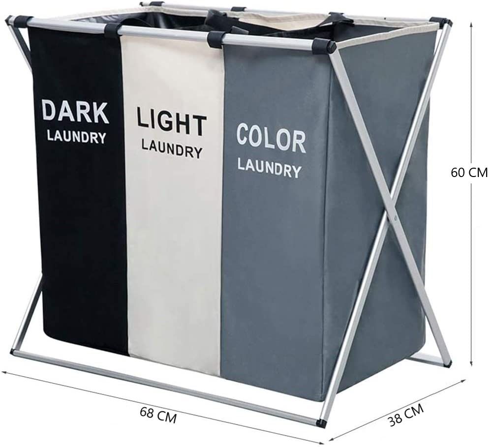 3 Sec Large 135L Laundry Clothes Hamper, Waterproof, Foldable, Aluminum Frame